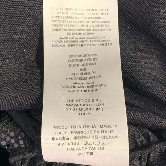 THE ATTICO Black Nylon Blend Sequined One Shoulder Dress Top - Picture 6 of 6